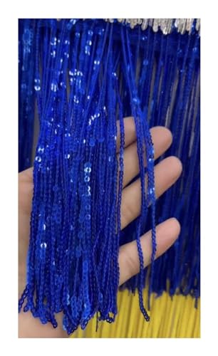 Fransenborte 17 cm Laser Quastel Fransenverkleidung Spitzenstoffe for Showkleidung Handwerk machen Kleiderrock Dekoration Tassel (Color : Deep blue, Size : 1 yard) von RJXCYOO
