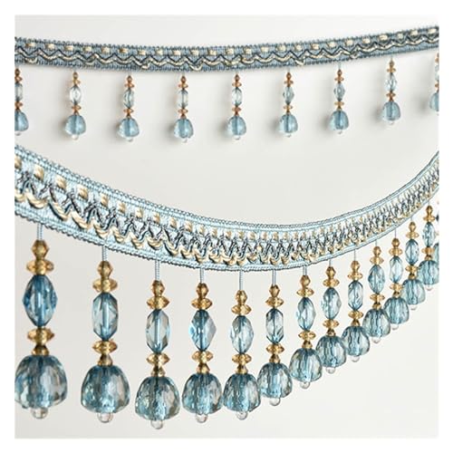 Fransenborte 1m Kristallperlen Vorhang Rand Spitze Quaste trimm breites Band Handwerk elegant Tassel (Color : 12) von RJXCYOO