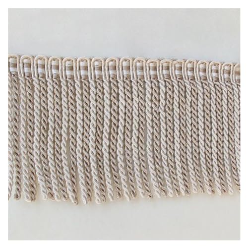 Fransenborte 6 m breit 7,5 cm Spitzenband Lange weiße Fransen -Trimm Quaste for DIY Lateinische Kleiderbühne Kleidung Vorhänge Nähzubehör Tassel (Color : Beige, Size : 6m) von RJXCYOO