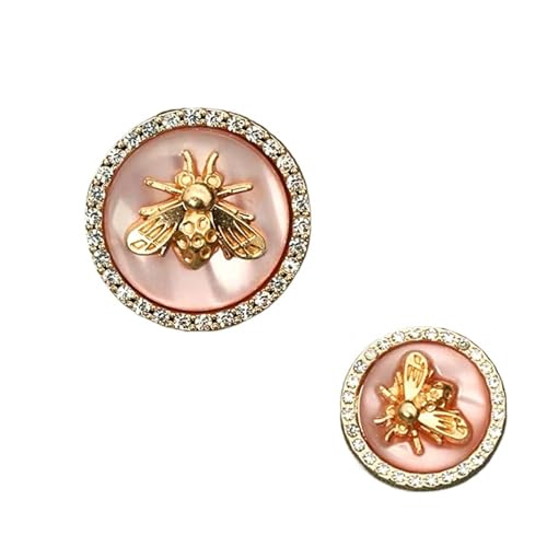 KnöPfe 10PCS Diamond Bee Buttons Retro Rhinestones Metal Buttons Clothing Sewing Tailor Accessories Coat Needlework Supplies KnöPfe Weiß (Color : Pink, Size : 23MM) von RJXCYOO