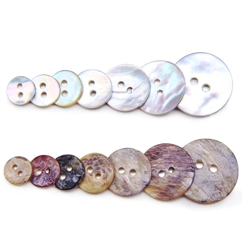 KnöPfe 30pcs/lot Natural Shell Sewing Buttons Color Mother Of Pearl MOP Round Shell 2 Hole Button Garment Sewing Accessories DIY KnöPfe Weiß (Size : 12mm) von RJXCYOO