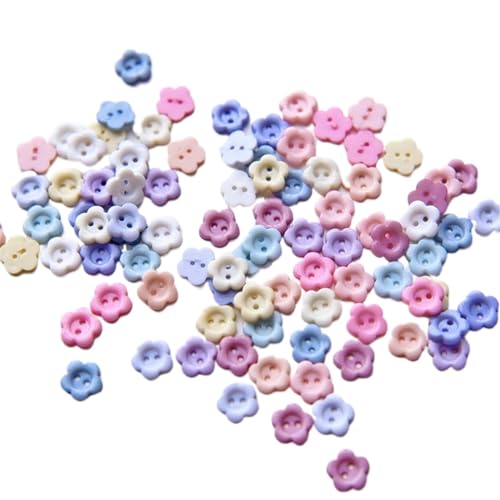 KnöPfe 50/100/200Pcs 8mm Mini Resin Flower Shape 2-Hole Doll Clothes Buttons For DIY Baby Clothes Sewing Handcraft KnöPfe Weiß (Color : 07 Sky Blue, Size : 50pcs) von RJXCYOO