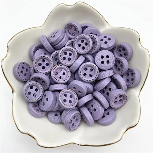 KnöPfe 50pcs 10mm 4hole Mini Color Kids Buttons Wood Buttons Clothing Wedding Decoration Sewing Accessories KnöPfe Weiß (Color : 59) von RJXCYOO