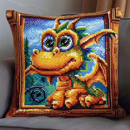 DIY knüpfen set anfänger Cartoon-Drache knüpfkissen mit vordruck Cartoon-Tiere DIY-Kreuzstich-Sofakissenbezug mit Knüpfwerkzeug,passend für Jugendliche und Erwachsene. Knüpfhaken-Kissenbe 43x43cm DIY knüpfen set anfänger Cartoon-Drache knüpfkissen mit vordruck Cartoon-Tiere DIY-Kreuzstich-Sofakissenbezug mit Knüpfwerkzeug,passend für Jugendliche und Erwachsene. Knüpfhaken-Kissenbe 43x43cm von RKFLGEW
