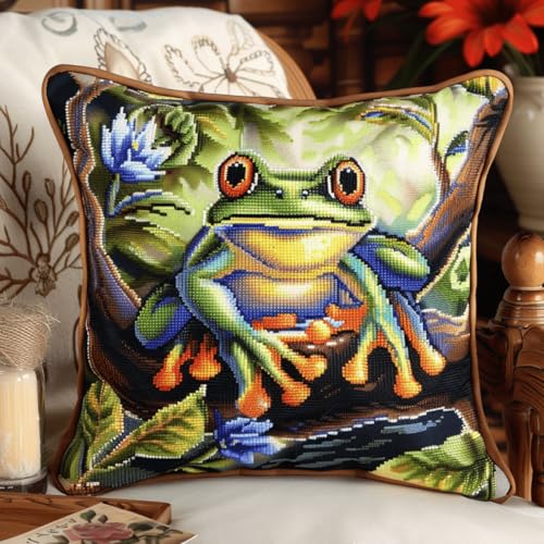 DIY knüpfen set anfänger Cartoon-Frosch knüpfkissen mit vordruck Süße Tiere Kissenbezug zum Selbermachen für Anfänger und Erwachsene,Geschenke für Familie,Freunde,Handarbeiten,Basteln, 43x43cm DIY knüpfen set anfänger Cartoon-Frosch knüpfkissen mit vordruck Süße Tiere Kissenbezug zum Selbermachen für Anfänger und Erwachsene,Geschenke für Familie,Freunde,Handarbeiten,Basteln, 43x43cm von RKFLGEW