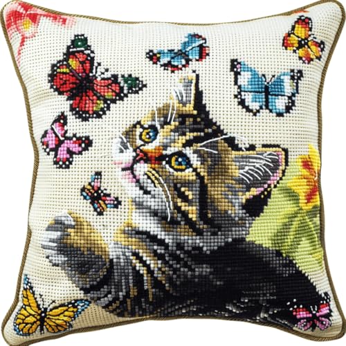 DIY knüpfen set anfänger Katze und Schmetterling knüpfkissen mit vordruck Farbe Tiere DIY Knüpfkissen,Überwurfkissen,Matte,Stickerei-Bastelsets für Anfänger mit aufgedrucktem Muster,He 43x43cm DIY knüpfen set anfänger Katze und Schmetterling knüpfkissen mit vordruck Farbe Tiere DIY Knüpfkissen,Überwurfkissen,Matte,Stickerei-Bastelsets für Anfänger mit aufgedrucktem Muster,He 43x43cm von RKFLGEW