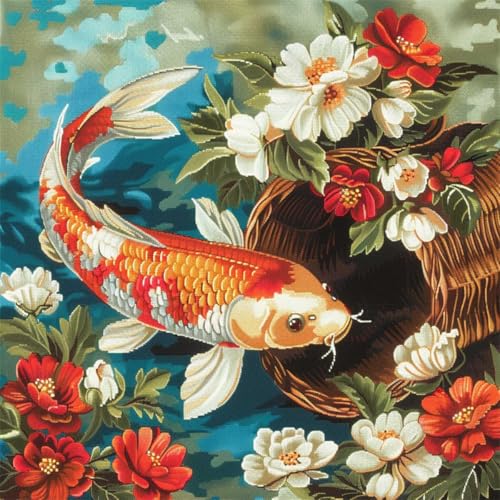 DIY knüpfen set anfänger Koi-Fische und Blumen knüpfkissen mit vordruck Farbe Lotus Kits zur Herstellung von Kissenbezügen/Kissenbezügen,Statement-Teppich,Knüpfhaken-Kits für ein Starter 43x43cm DIY knüpfen set anfänger Koi-Fische und Blumen knüpfkissen mit vordruck Farbe Lotus Kits zur Herstellung von Kissenbezügen/Kissenbezügen,Statement-Teppich,Knüpfhaken-Kits für ein Starter 43x43cm von RKFLGEW