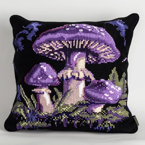 DIY knüpfen set anfänger Lila Pilz knüpfkissen mit vordruck Cartoon-Pilz DIY Wurfkissenbezug,Sofakissenbezug mit bedruckter Leinwand für Anfänger und Erwachsene mit vorgedrucktem Muster 43x43cm DIY knüpfen set anfänger Lila Pilz knüpfkissen mit vordruck Cartoon-Pilz DIY Wurfkissenbezug,Sofakissenbezug mit bedruckter Leinwand für Anfänger und Erwachsene mit vorgedrucktem Muster 43x43cm von RKFLGEW