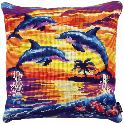 DIY knüpfen set anfänger Springender Delphin knüpfkissen mit vordruck Wasserlebewesen Kissenbezug zum Selbermachen für Anfänger und Erwachsene,Geschenke für Familie,Freunde,Handarbeiten 43x43cm DIY knüpfen set anfänger Springender Delphin knüpfkissen mit vordruck Wasserlebewesen Kissenbezug zum Selbermachen für Anfänger und Erwachsene,Geschenke für Familie,Freunde,Handarbeiten 43x43cm von RKFLGEW