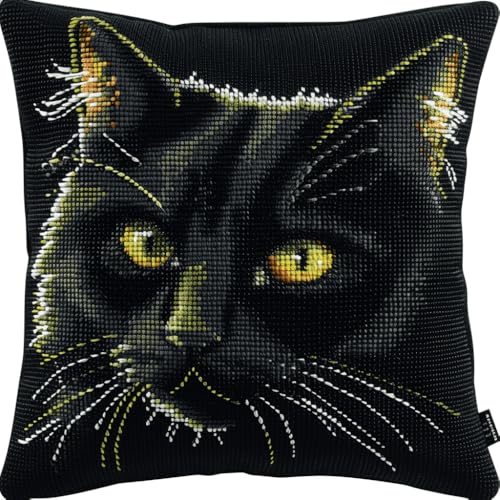 DIY knüpfen set anfänger schwarze katze tier knüpfkissen mit vordruck Fantasie-Katze Knüpfhaken-Kissen-Set,DIY-Kissenbezug zum Basteln,bedruckte Leinwand für Anfänger,Stickerei,Bastelk 43x43cm DIY knüpfen set anfänger schwarze katze tier knüpfkissen mit vordruck Fantasie-Katze Knüpfhaken-Kissen-Set,DIY-Kissenbezug zum Basteln,bedruckte Leinwand für Anfänger,Stickerei,Bastelk 43x43cm von RKFLGEW