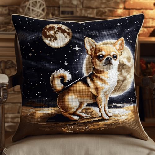 DIY knüpfen set erwachsene Chihuahua Hund Tier knüpfkissen set Fantasy Planet Kissenbezug zum Selbermachen für Anfänger und Erwachsene,Geschenke für Familie,Freunde,Handarbeiten,Bastel 43x43cm DIY knüpfen set erwachsene Chihuahua Hund Tier knüpfkissen set Fantasy Planet Kissenbezug zum Selbermachen für Anfänger und Erwachsene,Geschenke für Familie,Freunde,Handarbeiten,Bastel 43x43cm von RKFLGEW
