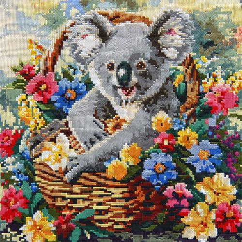 DIY knüpfen set erwachsene Koala und Blumenkorb knüpfkissen Cartoon-Tiere DIY-Kreuzstich-Sofakissenbezug mit Knüpfwerkzeug,passend für Jugendliche und Erwachsene. Knüpfhaken-Kissenbezug-S 43x43cm DIY knüpfen set erwachsene Koala und Blumenkorb knüpfkissen Cartoon-Tiere DIY-Kreuzstich-Sofakissenbezug mit Knüpfwerkzeug,passend für Jugendliche und Erwachsene. Knüpfhaken-Kissenbezug-S 43x43cm von RKFLGEW