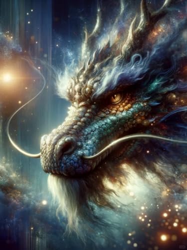RKFLGEW 14CT Fantasie-Drache Zählbare Kreuzstich-Sets Anime Tiere Vorgedruckter Kreuzstich Aus Stoff,Diy-Kunst,Handarbeiten,Sticksets Für Erwachsene Und Anfänger 30x40 cm von RKFLGEW