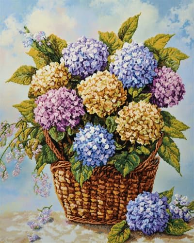 RKFLGEW 14CT Kreuzstich Set Vorgedruckt Blumen Im Korb Stickset Bunte Hortensien Kreuzstich Starter Kit Für Erwachsene Diy Nadelspitze Sets Stickmuster 30x40cm RKFLGEW 14CT Kreuzstich Set Vorgedruckt Blumen Im Korb Stickset Bunte Hortensien Kreuzstich Starter Kit Für Erwachsene Diy Nadelspitze Sets Stickmuster 30x40cm von RKFLGEW