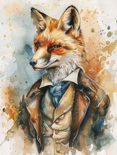 RKFLGEW 14CT Kreuzstich Stickpackungen Stickset „Fuchs In Kleidung“,Kreuzstichset „Vintage Animal Portraits“ Für Anfänger Oder Erwachsene,Einfaches Kreuzstichset Zum Selbermachen 30x40cm RKFLGEW 14CT Kreuzstich Stickpackungen Stickset „Fuchs In Kleidung“,Kreuzstichset „Vintage Animal Portraits“ Für Anfänger Oder Erwachsene,Einfaches Kreuzstichset Zum Selbermachen 30x40cm von RKFLGEW