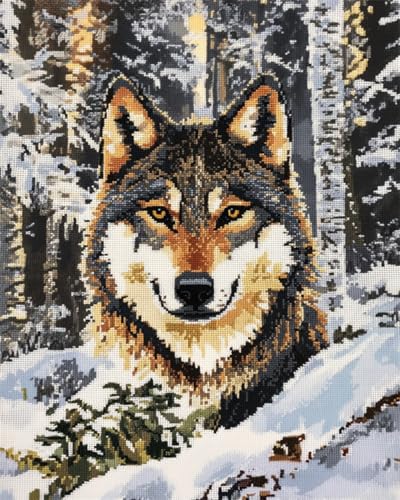 RKFLGEW 14CT Zählbare Kreuzstich-Sets Wolf Tier Kreuzstich Set Winter Landschaft Diy Stickerei Für Erwachsene Anfänger Handarbeitsset Mit Mustern Nadelspitze Kunst 30x40cm RKFLGEW 14CT Zählbare Kreuzstich-Sets Wolf Tier Kreuzstich Set Winter Landschaft Diy Stickerei Für Erwachsene Anfänger Handarbeitsset Mit Mustern Nadelspitze Kunst 30x40cm von RKFLGEW