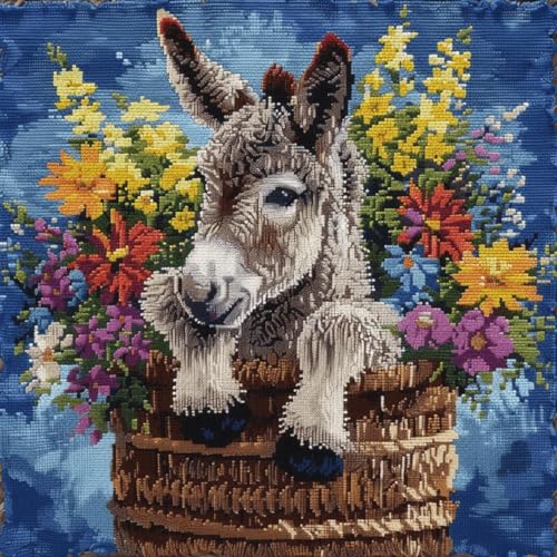 RKFLGEW DIY Knüpfkissen Esel,Tier,Und,Blumen Diy-Kissenbezug,Häkelgarn,Nadel,Basteln,Handgefertigtes Kissen Für Zuhause,Sofa-Dekoration 43x43cm RKFLGEW DIY Knüpfkissen Esel,Tier,Und,Blumen Diy-Kissenbezug,Häkelgarn,Nadel,Basteln,Handgefertigtes Kissen Für Zuhause,Sofa-Dekoration 43x43cm von RKFLGEW