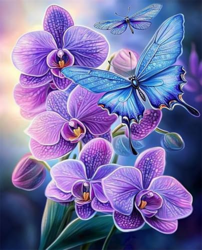 RKFLGEW DIY Perlen Zum Sticken Fantasie Orchideen Und Schmetterlinge Diy-Stickerei Mit Perlen,Bedruckt,9Ct,Kreuzstich-Set,Handarbeitsset Für Heimdekoration 40x50cm RKFLGEW DIY Perlen Zum Sticken Fantasie Orchideen Und Schmetterlinge Diy-Stickerei Mit Perlen,Bedruckt,9Ct,Kreuzstich-Set,Handarbeitsset Für Heimdekoration 40x50cm von RKFLGEW