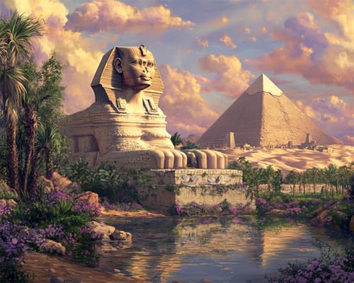 RKFLGEW DIY Perlenstickerei Komplett Set Fantasie Ägyptische Sphinx Diy-Perlenmalerei，Bastelset Mit Perlenstickerei，Nadelstichmuster，Dekor，Wandkunst 40x50cm von RKFLGEW