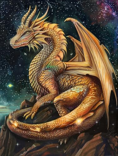 RKFLGEW DIY Perlenstickset - Anime Drachen, Tiere Und Mädchen Nadelspitze Gobelin - Kreuzstich Nadelarbeit Set 30x40cm von RKFLGEW