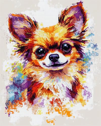 RKFLGEW DIY Stickset Für Erwachsene,Hundeportrait,Perlenstickerei-Set,Chihuahua,Hund,Tier,Kreuzstich,Gestempelte Sets,Kreuzstich-Stickerei,Handarbeitsset 40x50cm RKFLGEW DIY Stickset Für Erwachsene,Hundeportrait,Perlenstickerei-Set,Chihuahua,Hund,Tier,Kreuzstich,Gestempelte Sets,Kreuzstich-Stickerei,Handarbeitsset 40x50cm von RKFLGEW