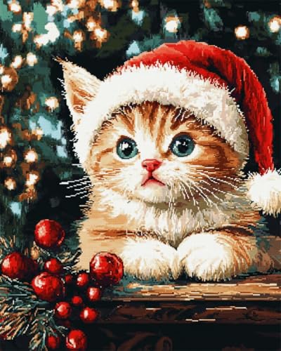RKFLGEW DIY Stickset Für Erwachsene,Weihnachtskätzchen,Perlenstickerei-Set,Fantasietiere,Nadelspitze,Handarbeitsset,DIY Perlenmalerei,3D-Wandteppich,Kreuzstichset Mit Perlen 30x40cm RKFLGEW DIY Stickset Für Erwachsene,Weihnachtskätzchen,Perlenstickerei-Set,Fantasietiere,Nadelspitze,Handarbeitsset,DIY Perlenmalerei,3D-Wandteppich,Kreuzstichset Mit Perlen 30x40cm von RKFLGEW