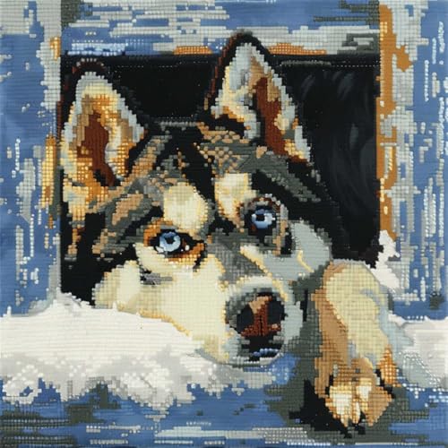 RKFLGEW DIY knüpfen set anfänger Heiser knüpfkissen mit vordruck Hund Tier Knüpfhaken-Kissen-Set,DIY-Kissenbezug zum Basteln,bedruckte Leinwand für Anfänger,Stickerei,Bastelkissen 43x43cm RKFLGEW DIY knüpfen set anfänger Heiser knüpfkissen mit vordruck Hund Tier Knüpfhaken-Kissen-Set,DIY-Kissenbezug zum Basteln,bedruckte Leinwand für Anfänger,Stickerei,Bastelkissen 43x43cm von RKFLGEW