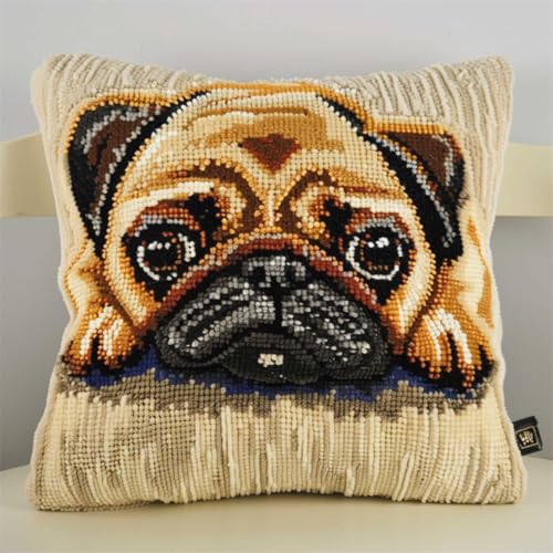 RKFLGEW DIY knüpfen set anfänger Mops Tier knüpfkissen mit vordruck Haustier Hund DIY Haken Häkeln Garn Nadel Handwerk einfache handgemachte Kissen für Home Sofa Dekoration 43x43cm RKFLGEW DIY knüpfen set anfänger Mops Tier knüpfkissen mit vordruck Haustier Hund DIY Haken Häkeln Garn Nadel Handwerk einfache handgemachte Kissen für Home Sofa Dekoration 43x43cm von RKFLGEW