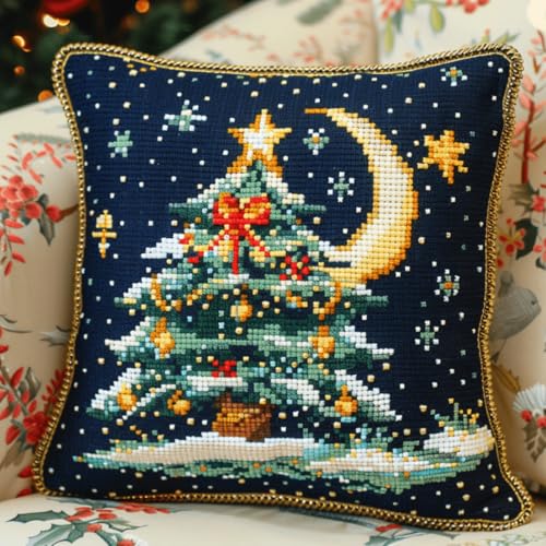 RKFLGEW DIY knüpfen set anfänger Weihnachtsbaum knüpfkissen mit vordruck Sternenhimmel-Landschaft Knüpfset für Kissen,DIY,handgefertigtes Kissen,Häkelgarn,Stickerei,Knüpfset für Kissenbezüge 43x43cm RKFLGEW DIY knüpfen set anfänger Weihnachtsbaum knüpfkissen mit vordruck Sternenhimmel-Landschaft Knüpfset für Kissen,DIY,handgefertigtes Kissen,Häkelgarn,Stickerei,Knüpfset für Kissenbezüge 43x43cm von RKFLGEW