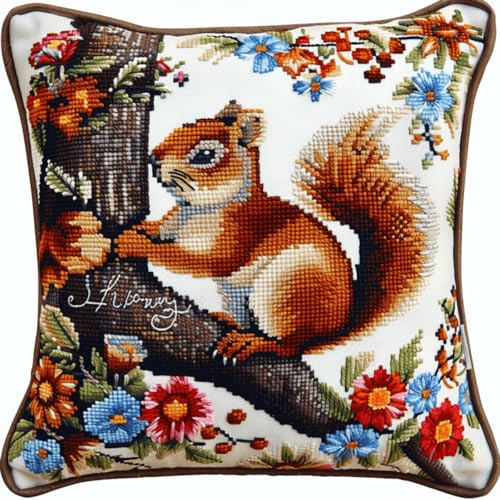 RKFLGEW DIY knüpfen set erwachsene Eichhörnchen Tier knüpfkissen Bunter Blumenbaum 3D-Kissen-Materialpaket,Knüpfhaken-Sticksets,DIY-Teppichkissen,Häkelkissenbezug für Zuhause 43x43cm RKFLGEW DIY knüpfen set erwachsene Eichhörnchen Tier knüpfkissen Bunter Blumenbaum 3D-Kissen-Materialpaket,Knüpfhaken-Sticksets,DIY-Teppichkissen,Häkelkissenbezug für Zuhause 43x43cm von RKFLGEW