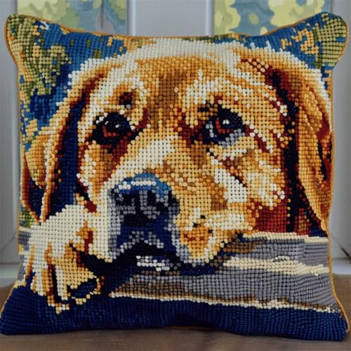 RKFLGEW DIY knüpfen set erwachsene labrador retriever tier knüpfkissen set Süßer Hund DIY Haken Häkeln Garn Nadel Handwerk einfache handgemachte Kissen für Home Sofa Dekoration 43x43cm RKFLGEW DIY knüpfen set erwachsene labrador retriever tier knüpfkissen set Süßer Hund DIY Haken Häkeln Garn Nadel Handwerk einfache handgemachte Kissen für Home Sofa Dekoration 43x43cm von RKFLGEW