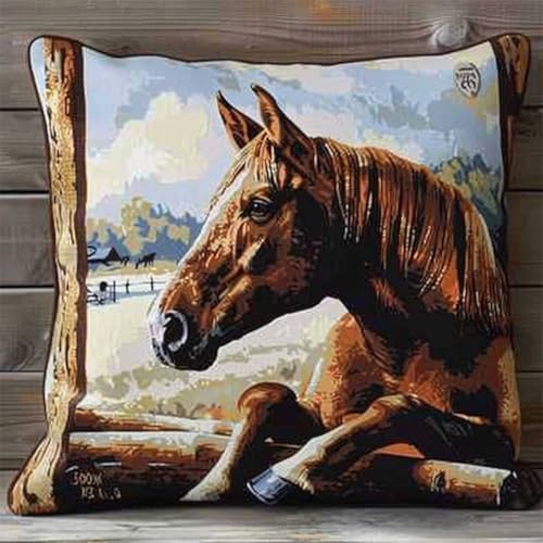 RKFLGEW DIY knüpfen set erwachsene pferd tier knüpfkissen Süße Tiere Knüpfhaken-Kissen-Set,DIY-Kissenbezug zum Basteln,bedruckte Leinwand für Anfänger,Stickerei,Bastelkissen 43x43cm RKFLGEW DIY knüpfen set erwachsene pferd tier knüpfkissen Süße Tiere Knüpfhaken-Kissen-Set,DIY-Kissenbezug zum Basteln,bedruckte Leinwand für Anfänger,Stickerei,Bastelkissen 43x43cm von RKFLGEW
