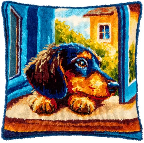 RKFLGEW Diy Knüpfen Set Anfänger Dackeltier Am Fenster Diy Knüpfkissen,Überwurfkissen,Matte,Stickerei-Bastelsets Für Anfänger Mit Aufgedrucktem Muster,Heimdekoration 43x43cm RKFLGEW Diy Knüpfen Set Anfänger Dackeltier Am Fenster Diy Knüpfkissen,Überwurfkissen,Matte,Stickerei-Bastelsets Für Anfänger Mit Aufgedrucktem Muster,Heimdekoration 43x43cm von RKFLGEW