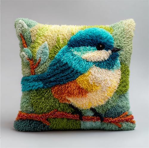 RKFLGEW Diy Knüpfhaken Set Cartoon-Vogel-Tier Knüpfhaken-Sets Für Anfänger，Handgefertigte Handarbeiten，Diy-Wurfkissen，Kunsthandwerk，Heimdekoration 43x43cm von RKFLGEW