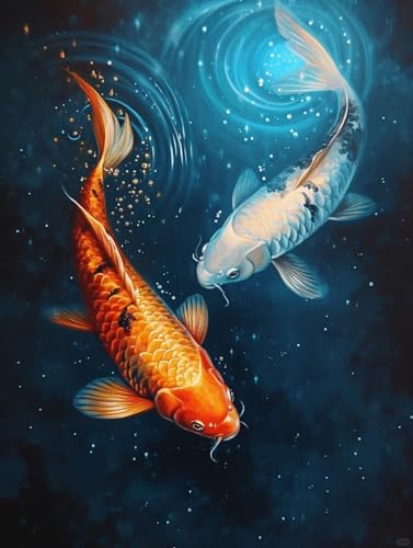 RKFLGEW Diy-Perlenstickerei-Set, Fantasie-Wasser-Feuer-Fisch, Perlenstickerei-Set, Tier-Kreuzstich-Set, Kreuzstich-Stickerei-Handarbeitsset 40x50cm RKFLGEW Diy-Perlenstickerei-Set, Fantasie-Wasser-Feuer-Fisch, Perlenstickerei-Set, Tier-Kreuzstich-Set, Kreuzstich-Stickerei-Handarbeitsset 40x50cm von RKFLGEW