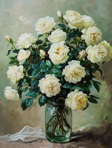 RKFLGEW Diy Perlenstickerei-Set Weiße Rosen Perlenstickerei-Set Abstraktes Ölgemälde Nadelspitze Handarbeitsset Diy Perlenmalerei 3D Wandteppich Perlen Kreuzstichset 30x40cm RKFLGEW Diy Perlenstickerei-Set Weiße Rosen Perlenstickerei-Set Abstraktes Ölgemälde Nadelspitze Handarbeitsset Diy Perlenmalerei 3D Wandteppich Perlen Kreuzstichset 30x40cm von RKFLGEW