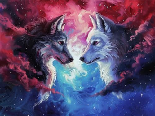RKFLGEW Diy-Perlenstickerei-Sets, Fantasy-Stern-Wolf, Perlenstickerei-Set, Tier-Nadelspitzen-Sets, Perlen-Kreuzstich, 3D-Perlenmalerei, Handarbeit 40x50cm RKFLGEW Diy-Perlenstickerei-Sets, Fantasy-Stern-Wolf, Perlenstickerei-Set, Tier-Nadelspitzen-Sets, Perlen-Kreuzstich, 3D-Perlenmalerei, Handarbeit 40x50cm von RKFLGEW