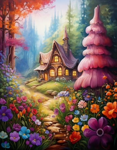 RKFLGEW Diy Perlenstickset Waldhütte Landschaft - Perlenstickerei Handarbeitsset, Nadelspitzenmuster Dekor Wandkunst 40x50cm RKFLGEW Diy Perlenstickset Waldhütte Landschaft - Perlenstickerei Handarbeitsset, Nadelspitzenmuster Dekor Wandkunst 40x50cm von RKFLGEW