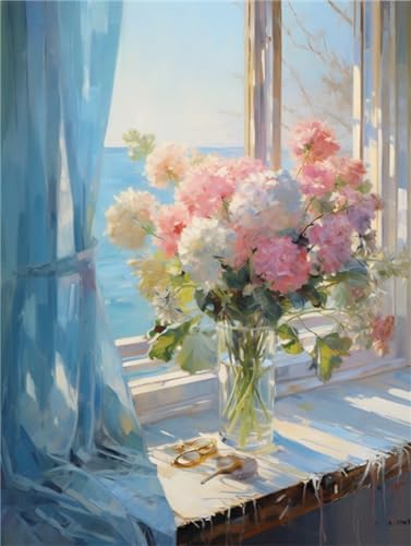 RKFLGEW Diy Rocailles-Stickerei-Set, Fensterbank-Blumen Am Meer, Perlen-Stickerei-Set, Nadelspitze, Gobelin-Set, Perlenstich-Nadelhandwerksset, Perlen-Kreuzstich-Set 40x50cm RKFLGEW Diy Rocailles-Stickerei-Set, Fensterbank-Blumen Am Meer, Perlen-Stickerei-Set, Nadelspitze, Gobelin-Set, Perlenstich-Nadelhandwerksset, Perlen-Kreuzstich-Set 40x50cm von RKFLGEW