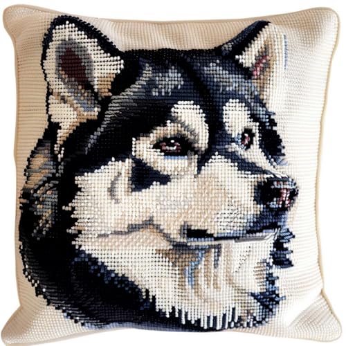 RKFLGEW Haken-Knüpfset, Husky-Hund, Tier, Knüpfkissen-Set, Diy-Kissenbezugherstellung, Basteln, Bedruckte Leinwand Für Anfänger, Sticken, Basteln Von Kissen 43x43cm RKFLGEW Haken-Knüpfset, Husky-Hund, Tier, Knüpfkissen-Set, Diy-Kissenbezugherstellung, Basteln, Bedruckte Leinwand Für Anfänger, Sticken, Basteln Von Kissen 43x43cm von RKFLGEW