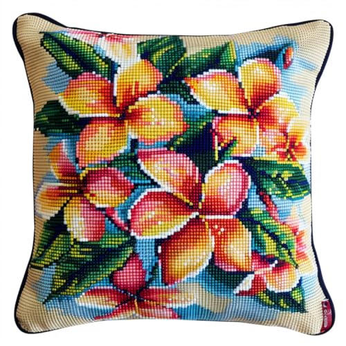 RKFLGEW Knüpfhaken-Bastelsets,Bunte Blumen,Nadelspitzen-Kissenset,Farbige Frangipani,3D-Kissen,Materialpaket,Knüpfhaken-Sticksets,Diy-Teppichkissen,Häkelkissenbezug Für Zuhause 43x43cm RKFLGEW Knüpfhaken-Bastelsets,Bunte Blumen,Nadelspitzen-Kissenset,Farbige Frangipani,3D-Kissen,Materialpaket,Knüpfhaken-Sticksets,Diy-Teppichkissen,Häkelkissenbezug Für Zuhause 43x43cm von RKFLGEW