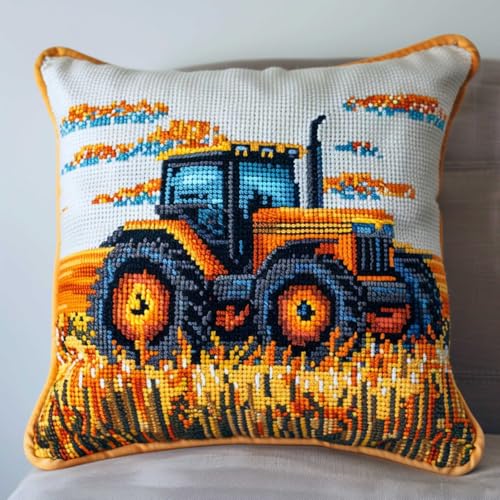 RKFLGEW Knüpfkissen-Set, Cartoon-Traktor, Diy-Kreuzstich-Sofa-Kissenbezug Mit Knüpfwerkzeug, Passend Für Teenager Und Erwachsene, Knüpfhaken-Kissenbezug-Set 43x43cm RKFLGEW Knüpfkissen-Set, Cartoon-Traktor, Diy-Kreuzstich-Sofa-Kissenbezug Mit Knüpfwerkzeug, Passend Für Teenager Und Erwachsene, Knüpfhaken-Kissenbezug-Set 43x43cm von RKFLGEW