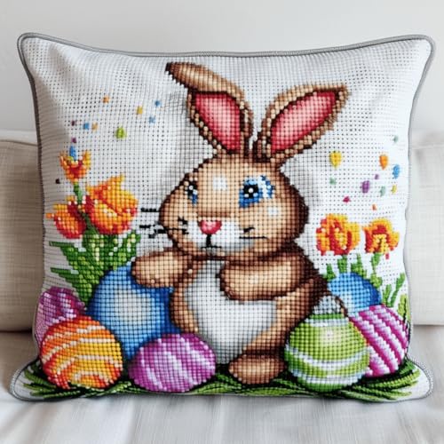 RKFLGEW Knüpfkissen-Set Mit Hase Und Ostereiern,Gestempeltes Kissen,Knüpfkissen-Set Mit Cartoon-Tieren,Diy-Knüpfkissen-Set Für Anfänger,Erwachsene,Teenager,Geschenk,Stickerei,Heimdekoratio 43x43cm RKFLGEW Knüpfkissen-Set Mit Hase Und Ostereiern,Gestempeltes Kissen,Knüpfkissen-Set Mit Cartoon-Tieren,Diy-Knüpfkissen-Set Für Anfänger,Erwachsene,Teenager,Geschenk,Stickerei,Heimdekoratio 43x43cm von RKFLGEW