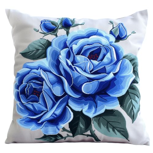 RKFLGEW Knüpfpackungen Für Erwachsene,Knüpfpackung Kissen Mit Blauer Rose,Fantasieblumen,Diy-Knüpfkissen-Set,Anfänger,Erwachsene,Teenager,Geschenk,Stickerei,Heimdekoration,Knüpfpackung 43x43cm RKFLGEW Knüpfpackungen Für Erwachsene,Knüpfpackung Kissen Mit Blauer Rose,Fantasieblumen,Diy-Knüpfkissen-Set,Anfänger,Erwachsene,Teenager,Geschenk,Stickerei,Heimdekoration,Knüpfpackung 43x43cm von RKFLGEW
