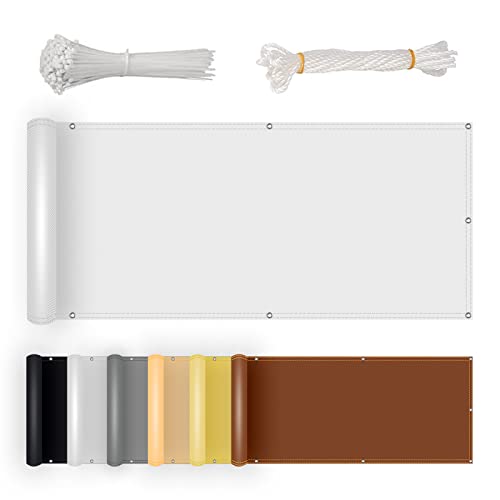 RKJDMSWJ Sichtschutz für den Balkon, 80 x 300 cm, Sonnenschutz-Windschutznetz für den Garten, Hinterhof, Terrasse, Garten, wetterfestes, UV-beständiges Schattentuch für die Balkonabdeckung, Farbe: We von RKJDMSWJ
