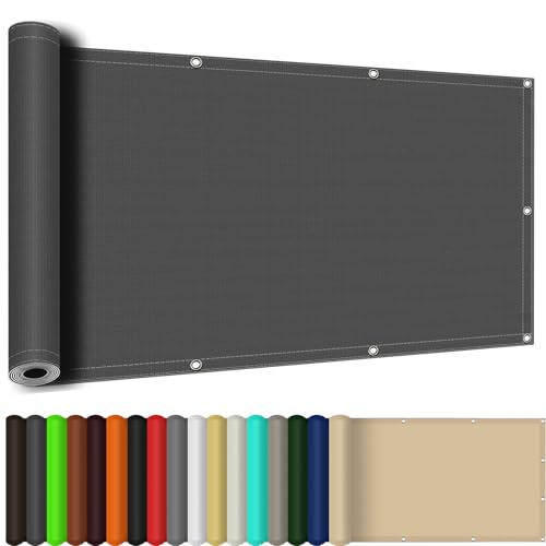 RKJDMSWJ Sonnensegel Wasserdicht 130x640cm 98% UV-Block Sonnenschutz Regenfeste Balkonnetze Windschutznetz für Outdoor Garten Terrasse Hof, Dunkelgrau von RKJDMSWJ