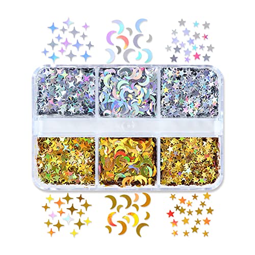 Kunstharz-Pailletten, glänzender Mondstern für Epoxidharz-Füllung, Silikonform, Füllstoff, Kristall, handgefertigt Kunstharz-Pailletten, glänzender Mondstern für Epoxidharz-Füllung, Silikonform, Füllstoff, Kristall, handgefertigt von RKJRTK