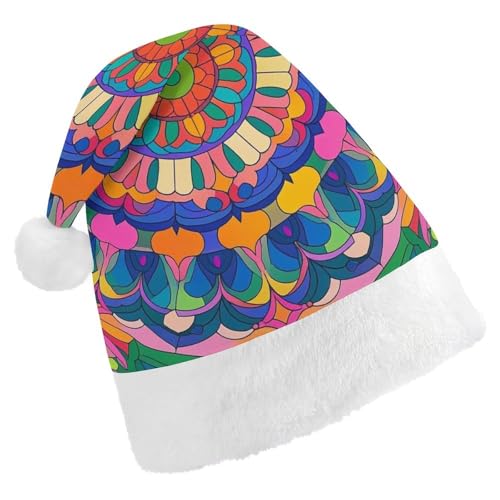 RKJVB Bunte Mandala-Weihnachtsmannmütze für Damen und Herren, Weihnachtsmütze, Weihnachtsstrumpfmütze, Totenkopfmütze, Erwachsene RKJVB Bunte Mandala-Weihnachtsmannmütze für Damen und Herren, Weihnachtsmütze, Weihnachtsstrumpfmütze, Totenkopfmütze, Erwachsene von RKJVB