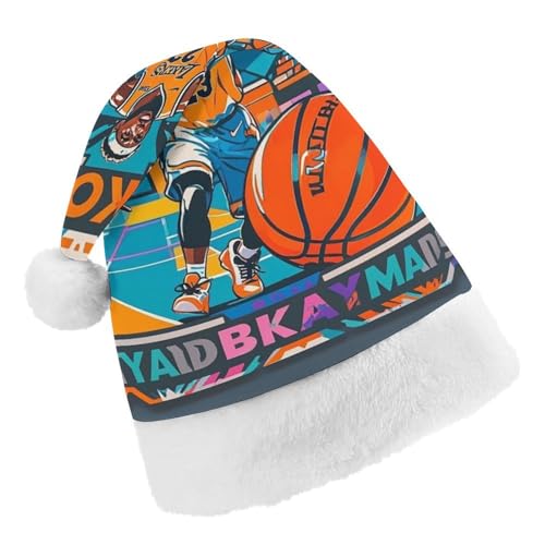 RKJVB Coole Weihnachtsmannmütze mit Basketball-Thema für Damen und Herren, Weihnachtsmütze, Weihnachtsmütze, Strumpfmütze, Totenkopfmütze, Erwachsene RKJVB Coole Weihnachtsmannmütze mit Basketball-Thema für Damen und Herren, Weihnachtsmütze, Weihnachtsmütze, Strumpfmütze, Totenkopfmütze, Erwachsene von RKJVB