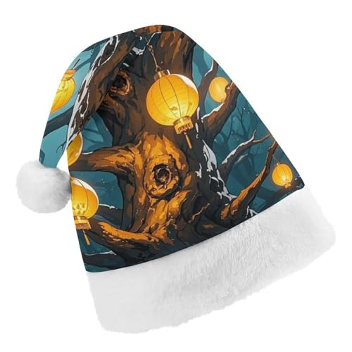 RKJVB Laternen hängen an den Bäumen Weihnachtsmannmütze für Damen und Herren, Weihnachtsmütze, Weihnachtsmütze, Partyhut, Strumpfmütze, Totenkopfmütze, Größe S RKJVB Laternen hängen an den Bäumen Weihnachtsmannmütze für Damen und Herren, Weihnachtsmütze, Weihnachtsmütze, Partyhut, Strumpfmütze, Totenkopfmütze, Größe S von RKJVB